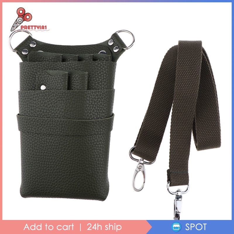 [Prettyia1] Túi PU Đeo Hông Đựng Kéo Cắt Tóc Màu Cà Phê Đậm