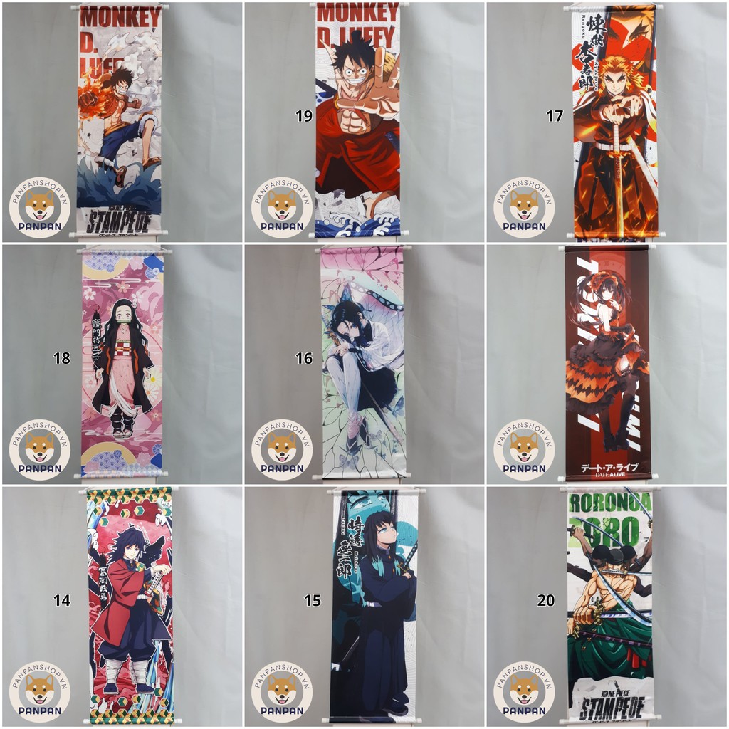 Poster vải Anime nhiều series (70cm) Jujutsu Kaisen, Kimetsu no Yaiba, Arknights, Genshin Impact, Attack on Titan,..