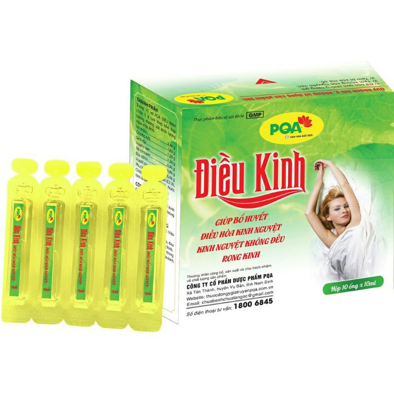 ĐIỀU KINH PQA [rong kinh,kinh nguyệt không đều,đau bụng khi hành kinh]ống 10,,siro 125ml