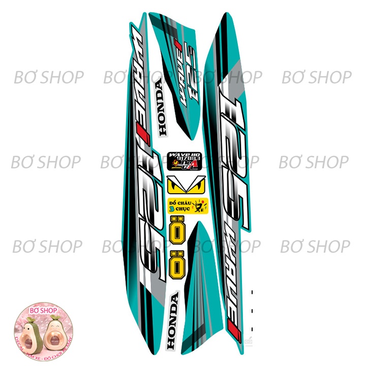 Tem rời WAVE ALPHA 110  Mẫu 125i - BƠ SHOP  - Tem chế 3 lớp cao cấp