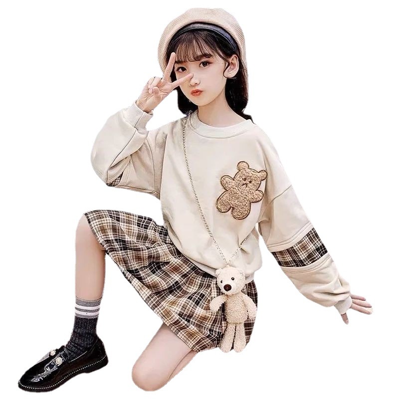 Đầm dài tay bé gái 10 tuổi   ☑️ váy thu đông bé gái 11 tuổi ☑️ set váy bé gái size đại 25kg 30kg 35kg 40kg
