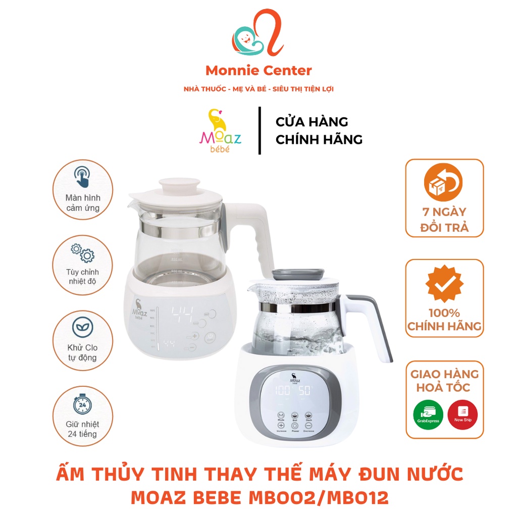 Ấm Thủy Tinh Thay Thế Bình Đun Nước Pha Sữa MB002/MB012 - Monnie Center