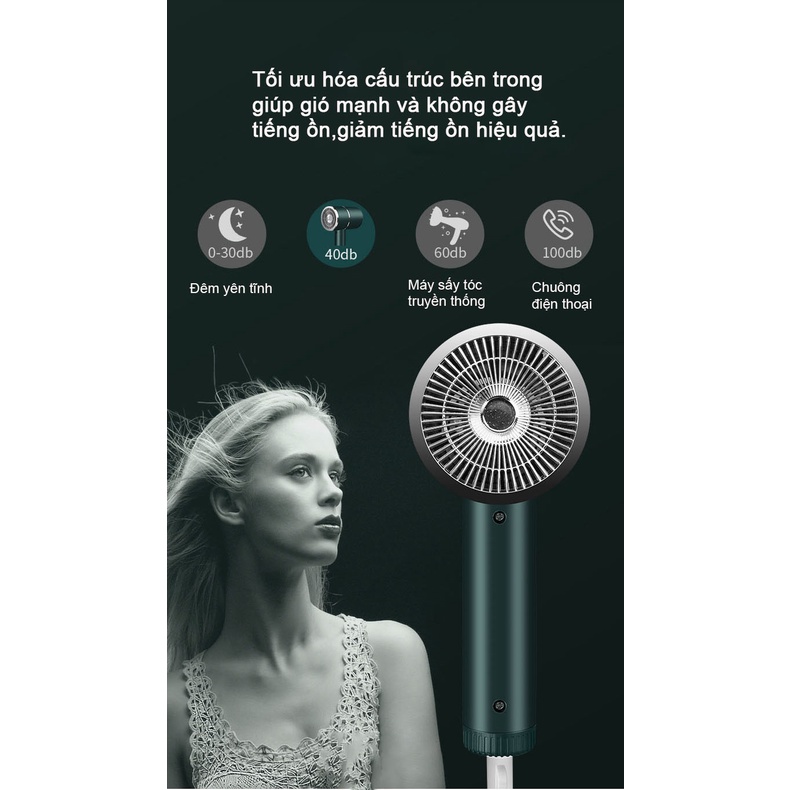 Máy Sấy Tóc 2 Chiều Nóng Lạnh Công Suất Lớn 2000W Gió Mạnh Tắt Tiếng Nhiều Chế Độ Sấy Công Nghệ Sấy Lạnh Và Ion Âm Giúp