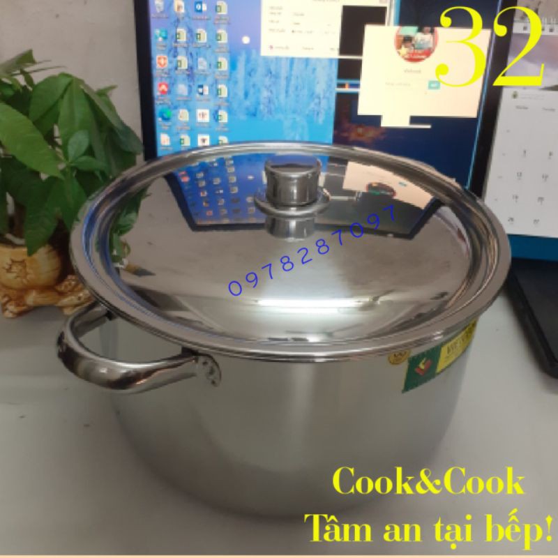 [CHÍNH HÃNG] Nồi luộc gà inox 15 lít size 32 cm đáy từ Vietcook