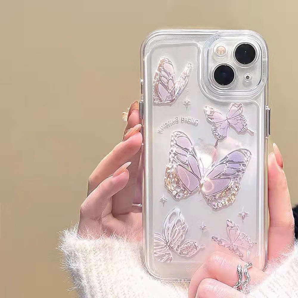 Ốp Điện Thoại Acrylic Hình Hoa Bướm Cho IPhone 13 12 11 14 Pro Max X XR XS Max 8 7 Plus SE 2020 SE3