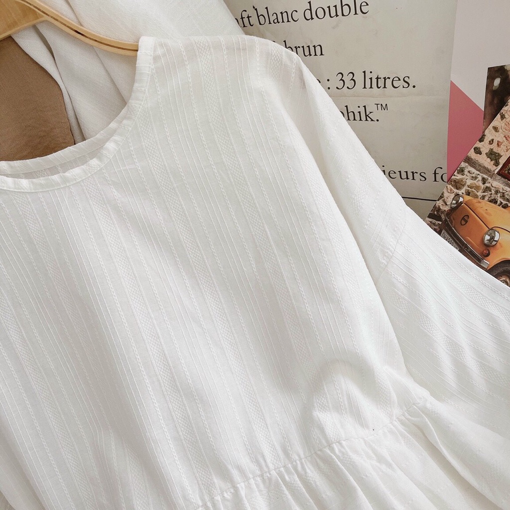 ÁO BABYDOLL BO EO TAY BỒNG TRẮNG - AO0657