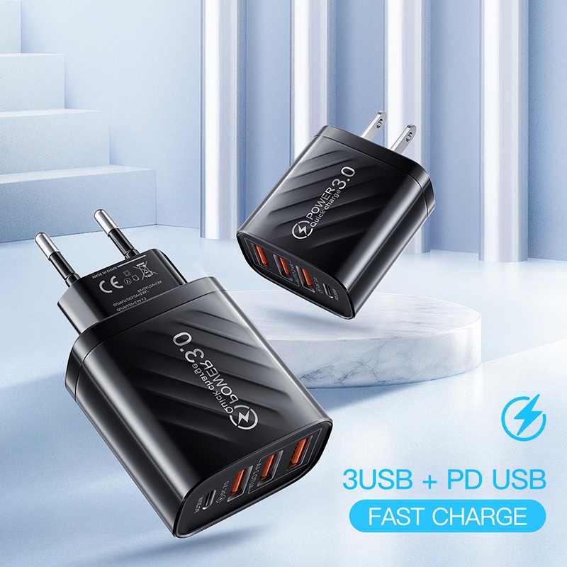 Củ Sạc Nhanh 5A 30W USB 3.0 Phích Cắm EU / US QC3.0 Chuyên Dụng Cho Điện Thoại Android