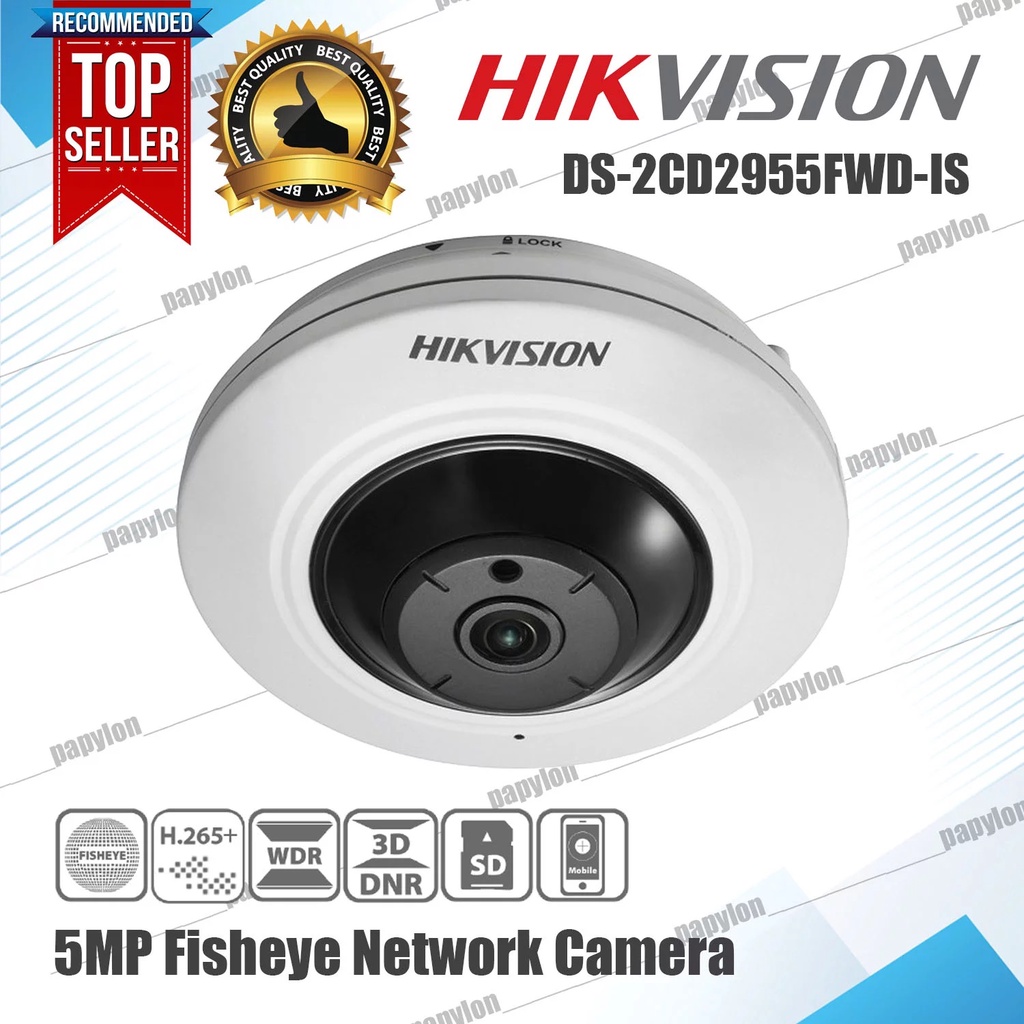 CAMERA IP FISHEYE HIKVISION DS-2CD2955FWD-IS độ phân giải 5.0 MP, Hỗ trợ âm thanh và báo động, có khe thẻ nhớ và POE