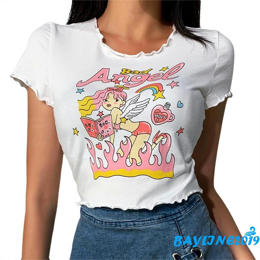 Áo Croptop Ngắn Tay Thời Trang Mùa Hè Cho Nữ