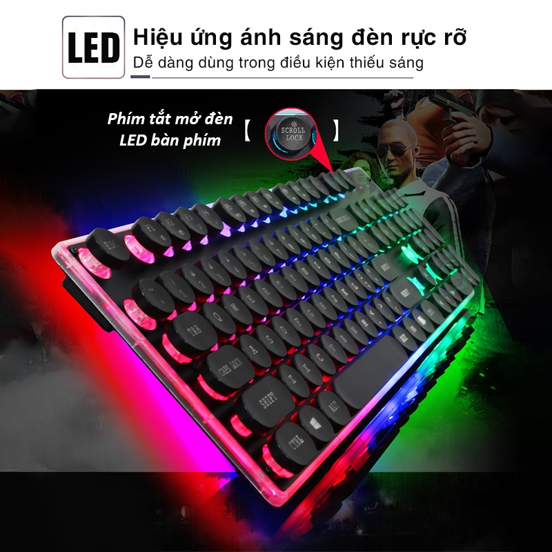 BÀN PHÍM  GIẢ CƠ DÀNH CHO CHƠI GAME-E SPORT- BÀN PHÍM DÂY- ĐÈN LED NỀN RGB- ÂM GÕ NHẸ NHÀNG - LD-KB202