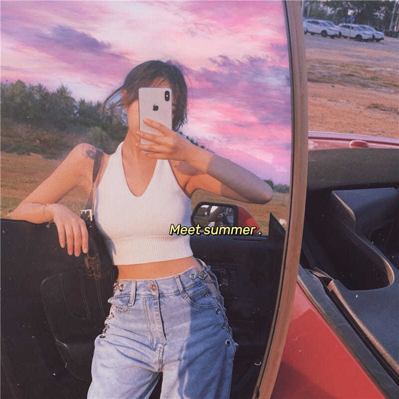 Happy-store  Áo Hai Dây Cổ Chữ V Quyến Rũ Thời Trang Dành Cho Nữ