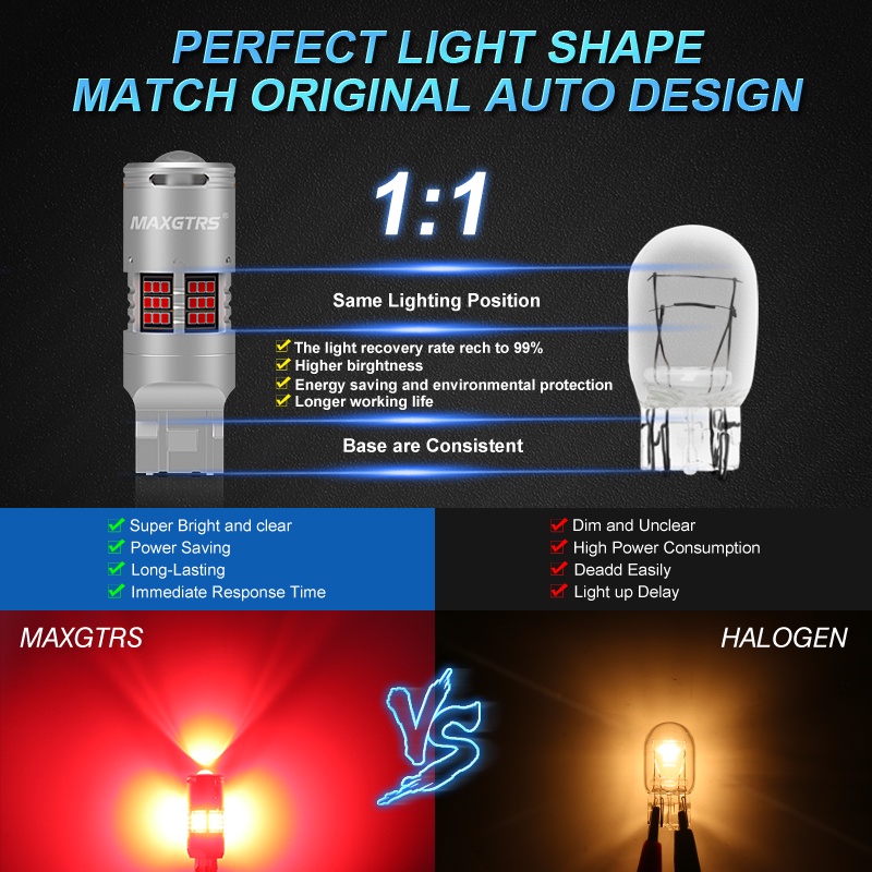 Bộ 2 bóng đèn LED MAXGTRS CANBUS 1157 BAY15D P21/5W 7443 W21/5W 60SMD 1156 2016 BA15S không lỗi làm đèn phanh xe hơi