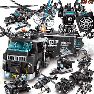 BỘ ĐỒ CHƠI XẾP HÌNH LẮP RÁP OTO CẢNH SÁT 820 MẢNH,Lắp Ghép ROBOT - 35 TẠO HÌNH