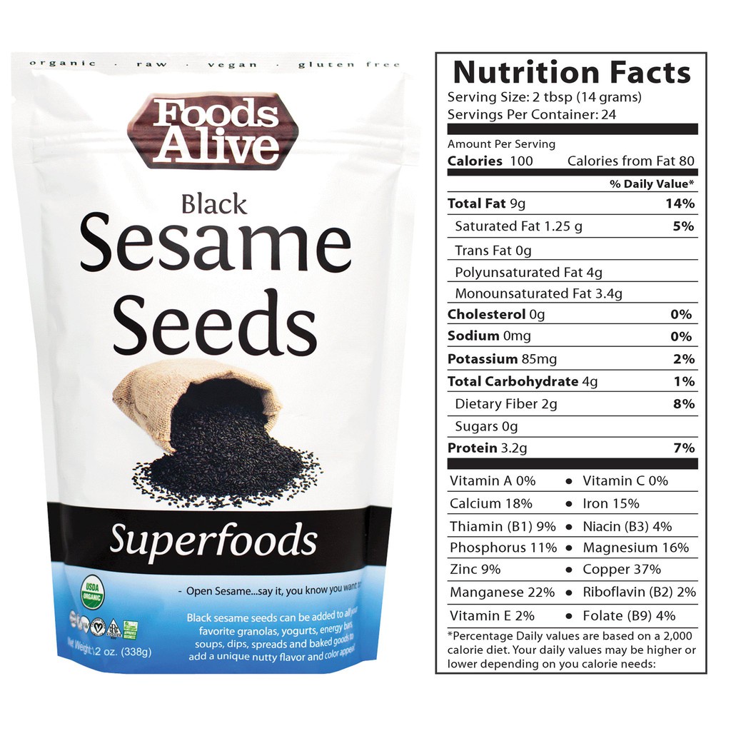 [FOOD ALIVE]Mè đen hữu cơ (Black Sesame Seeds) - 338g