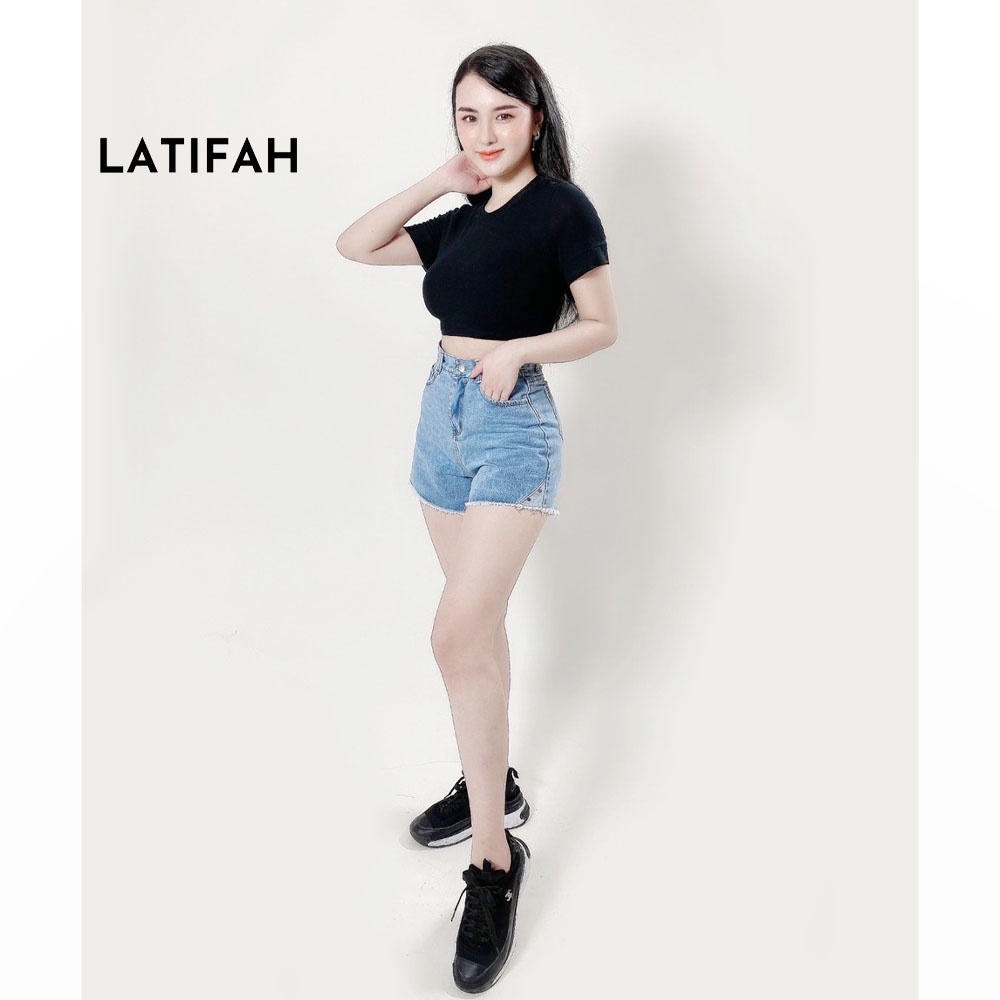 Quần short jeans nữ LATIFAH tua lai có đính 2 nút QS013 phong cách trẻ hàn quốc