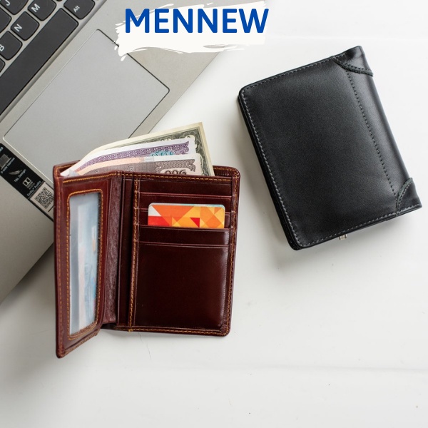 Ví Nam Da Bò Dáng Đứng Thời Trang Cao Cấp Đựng Tiền Đựng Thẻ Bóp Đẹp Cầm Tay Giá Rẻ Hà Nội Mennew VNT