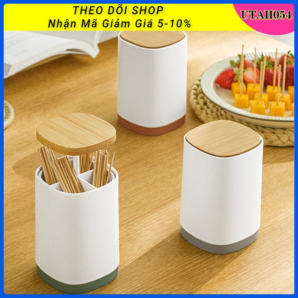 🌈Hàng Sẵn Hộp lọ đựng tăm xỉa răng / Chỉ nha khoa tự động thông minh - hũ tăm nhấn nút lấy tăm tiện lợi