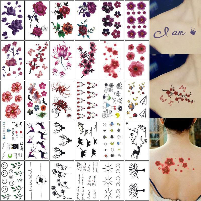 HÌnh xăm dán 3D cho 15 ngày set 30 miếng hình săm dán tạm thời cho nữ nhiều hình từ hoa cô gái tattoo mini