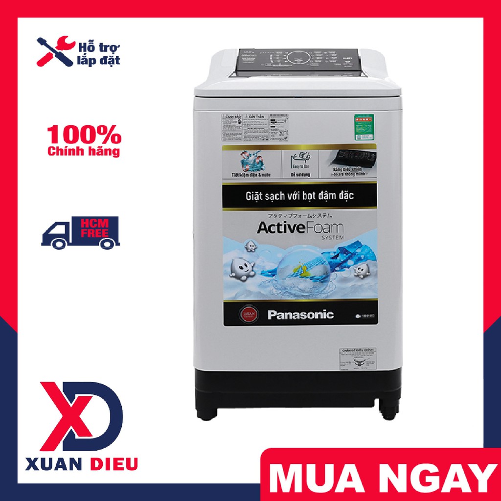 Máy giặt Panasonic 10 kg NA-F100A4GRV - Khóa trẻ em, Vệ sinh lồng giặt, Bảo hành chính hãng 24 tháng, Giao miễn phí HCM