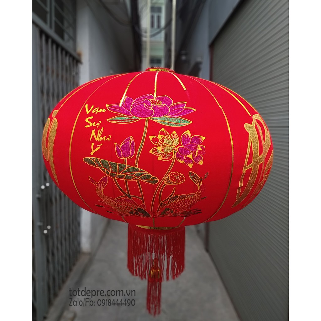 Đèn lồng Tết cao cấp cao  80cm đường kính 55cm