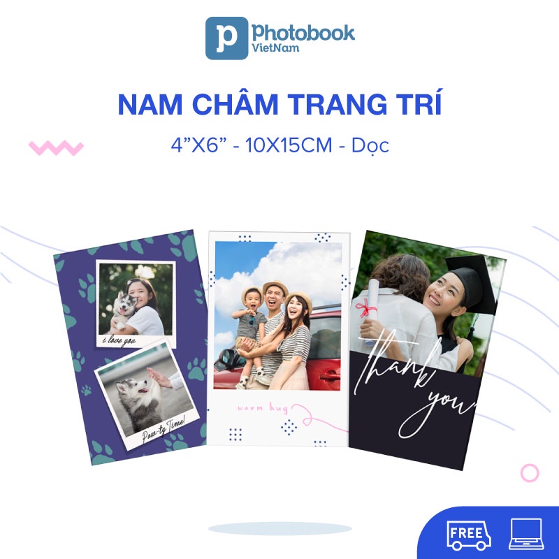 Voucher Nam châm hít tủ lạnh 10 x 15cm in hình theo yêu cầu - Thiết kế trên web Photobook