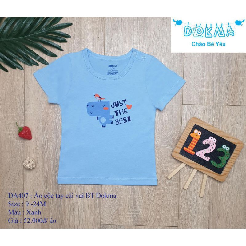 [SALE HOT] DOKMA DA407 ÁO CỘC TAY BÉ TRAI COTTON ORGANIC (SIZE 9-24M)