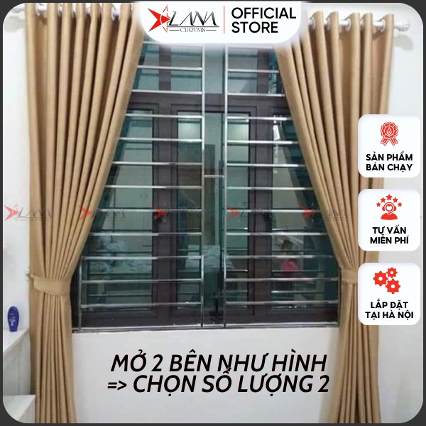 Rèm cửa sổ chống nắng màu vàng rèm vải che nắng cửa chính phòng khách cao cấp treo tường may sẵ