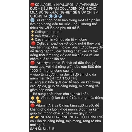 🔴Kollagen+ Hyaluron  Altapharma ĐỨC -