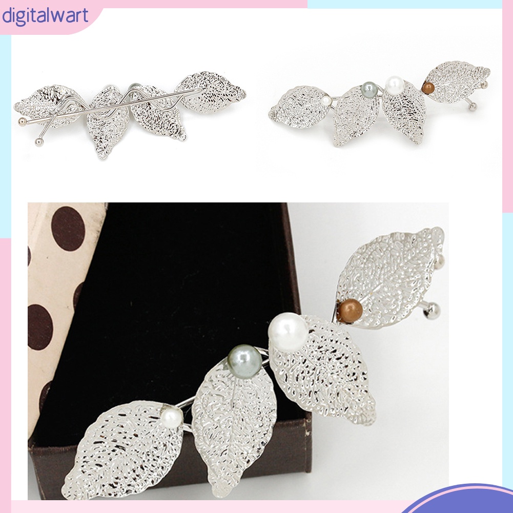 Trâm Cài Tóc Hình Chiếc Lá Đính Ngọc Trai Nhân Tạo Sang Trọng Dành Cho Nữ