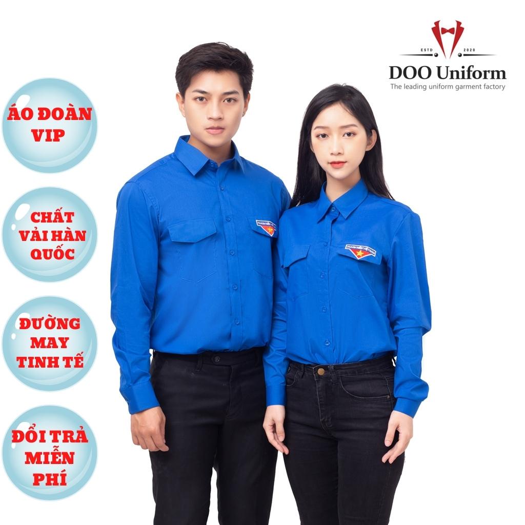 Áo đoàn thanh niên vip áo sơ mi cao cấp dài tay vải pangzim Hàn Quốc logo thêu siêu cao cấp