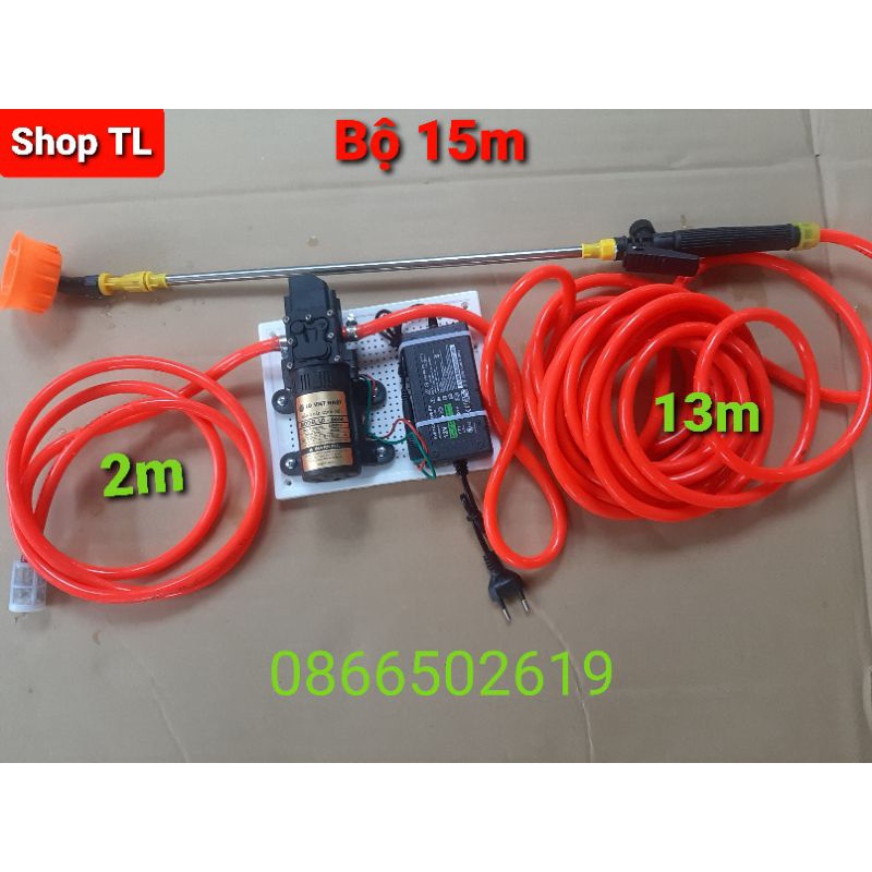 Bộ máy tưới lan 12V ,10,15,20,25m cần rút 1.2m - máy bơm mi ni 12V tưới cây cảnh