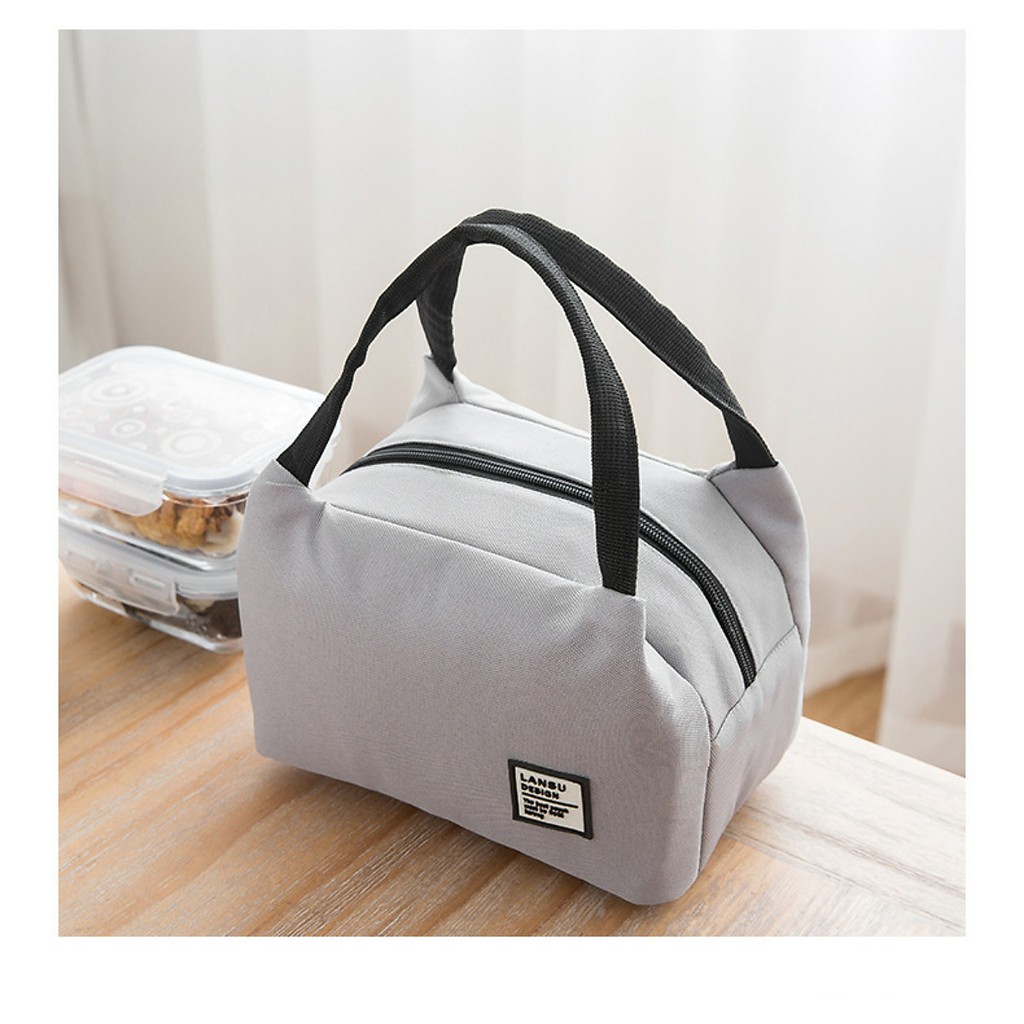Túi đựng cơm, túi giữ nhiệt bản ngang Love Food có khoá kéo (size 21x14x13cm)