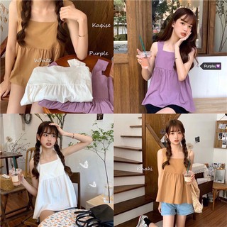 áo 2 dây bản to baby doll nhiều màu chất đũi xước điệu đà