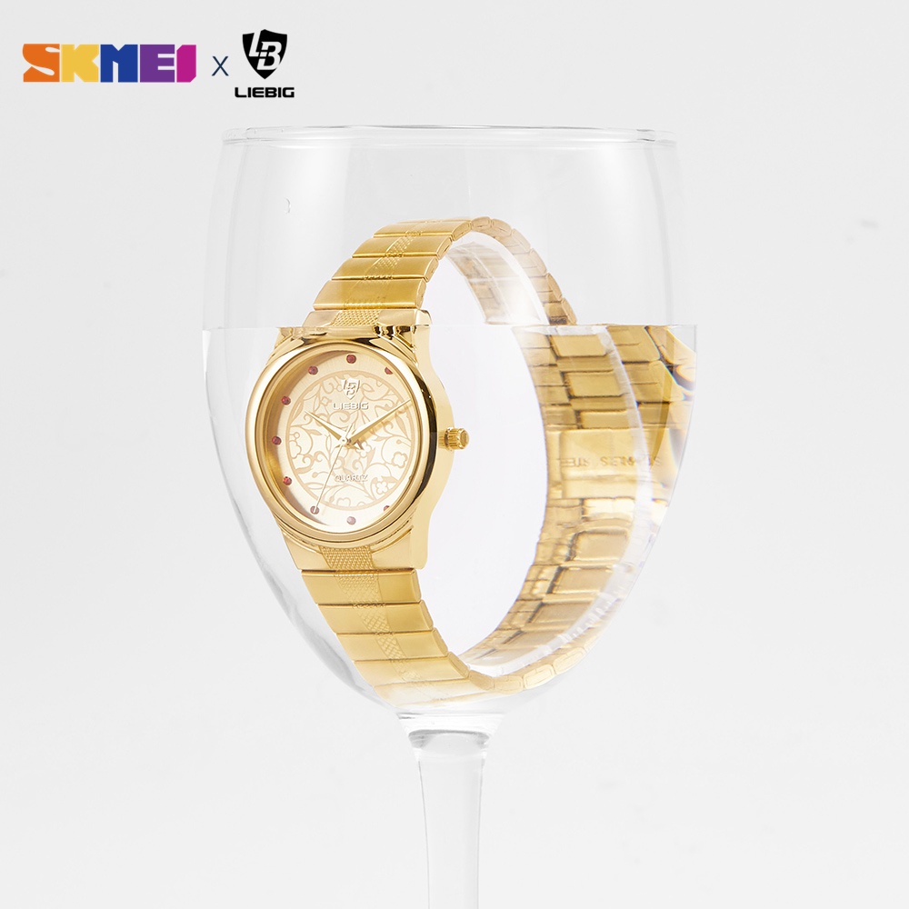 Đồng Hồ Quartz SKMEI X LIEBIG Họa Tiết Kim Cương Đỏ Chống Thấm Nước Cho Nam Nữ L1025