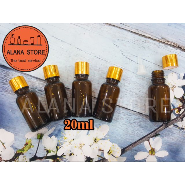 Chai tinh dầu thủy tinh nâu 20ml