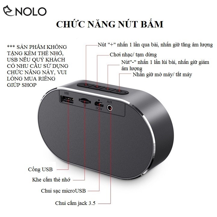 Loa Bluetooth V5.0 USB, Thẻ Nhớ, AUX Model HY43 Dung Lượng Pin 300mah