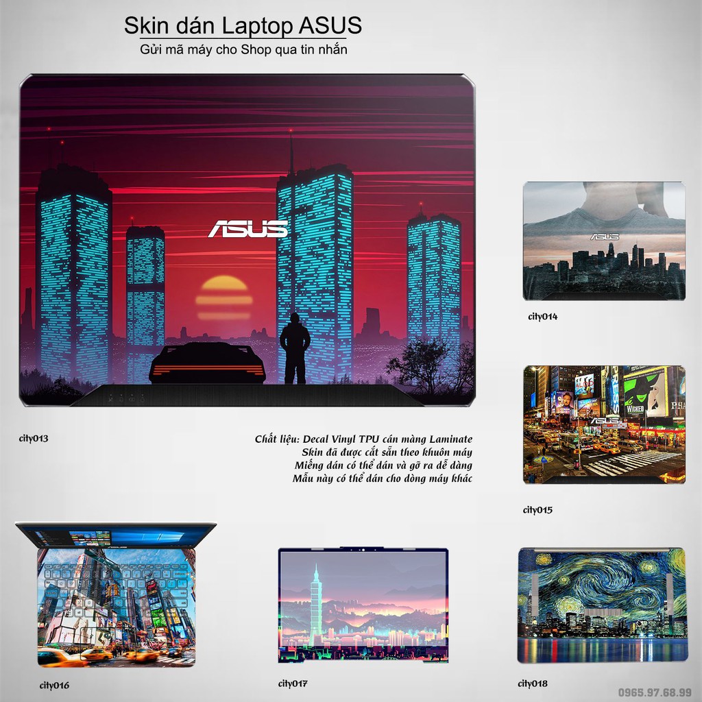 Skin dán Laptop Asus in hình thành phố nhiều mẫu 3 (inbox mã máy cho Shop)