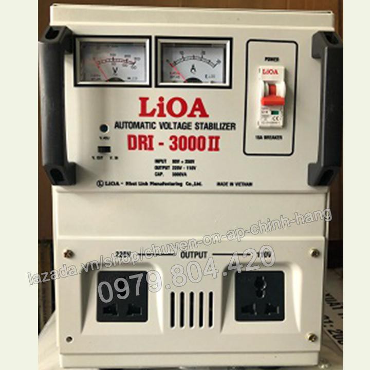 Ổn Áp Lioa 3KVA 1 Pha Dải 90-250V, Thế Hệ II 2018, 100% Dây Đồng