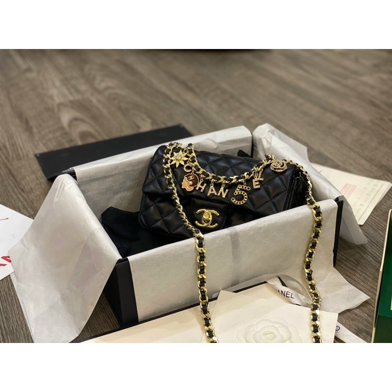 Túi CHA N E L ô trám đinh charm Fullbox