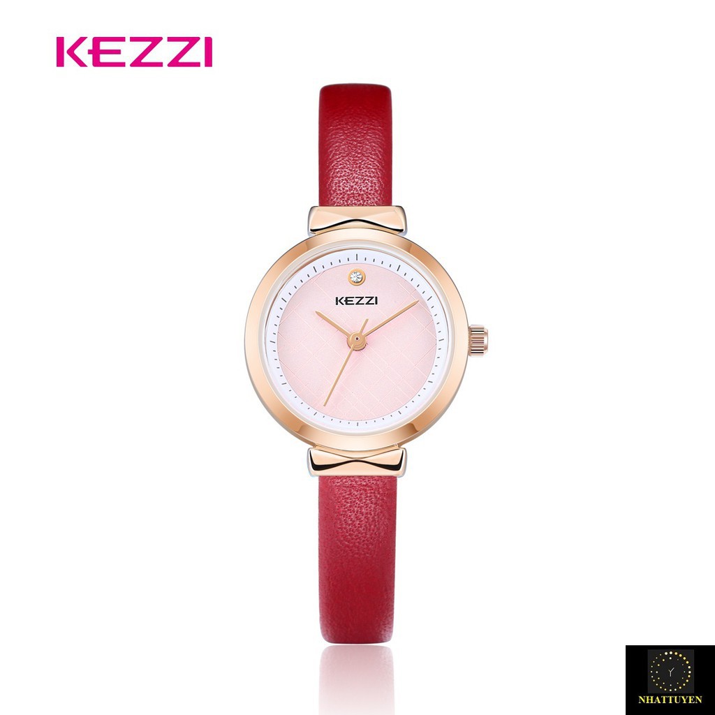 [ xả kho ] ĐỒNG HỒ NỮ KEZZI 1780, DÂY DA CAO CẤP, MẶT TRÒN KHÔNG SỐ
