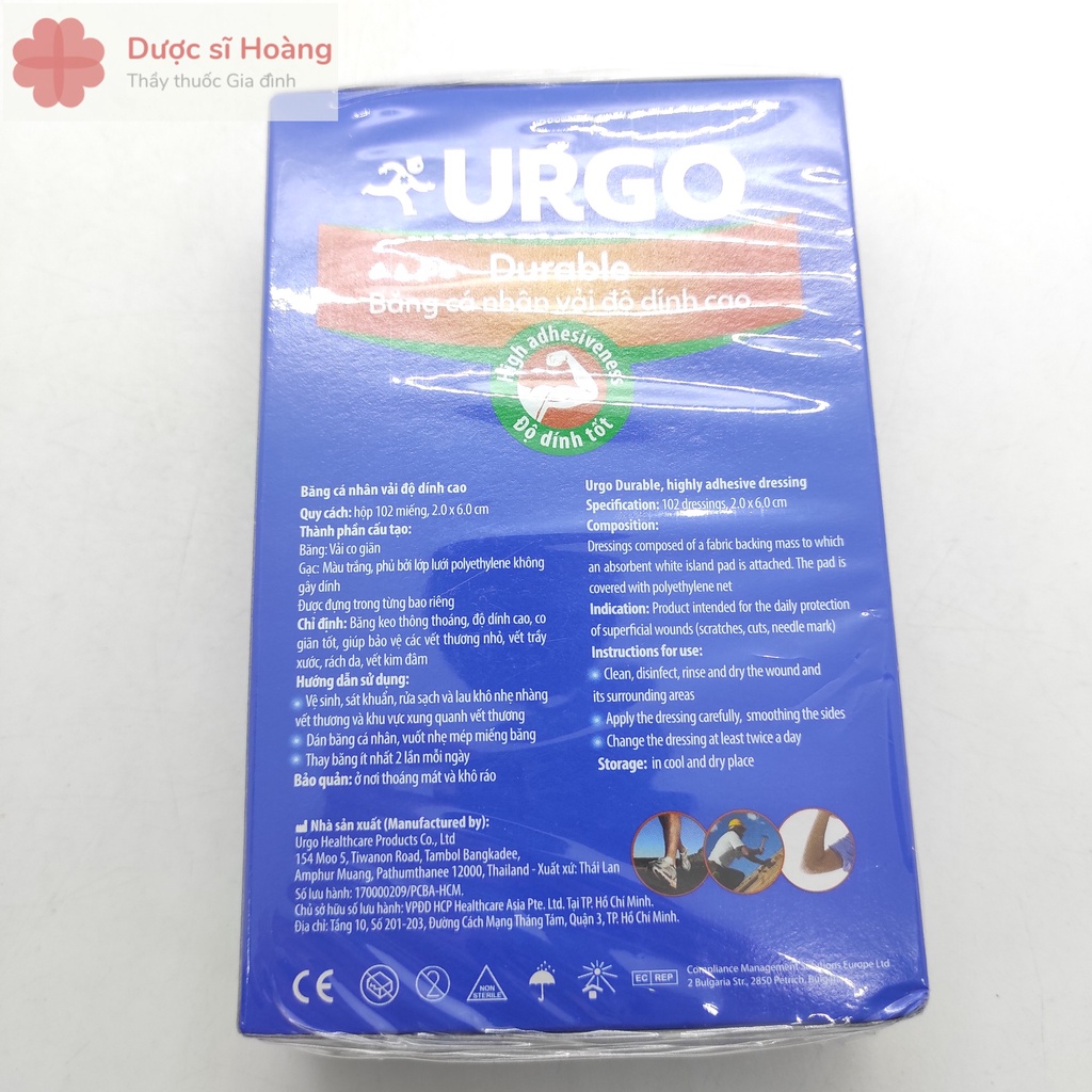 Urgo Durable - Băng Cá Nhân Vải Độ Dính Cao - Hộp 102 miếng