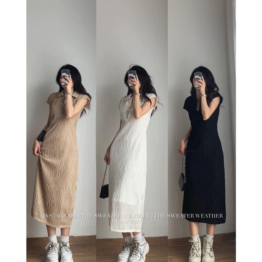 Váy Polo Nhăn Xốp Dáng Dài Có Lót Trong Muối Vaypolonhanxop P0/K34