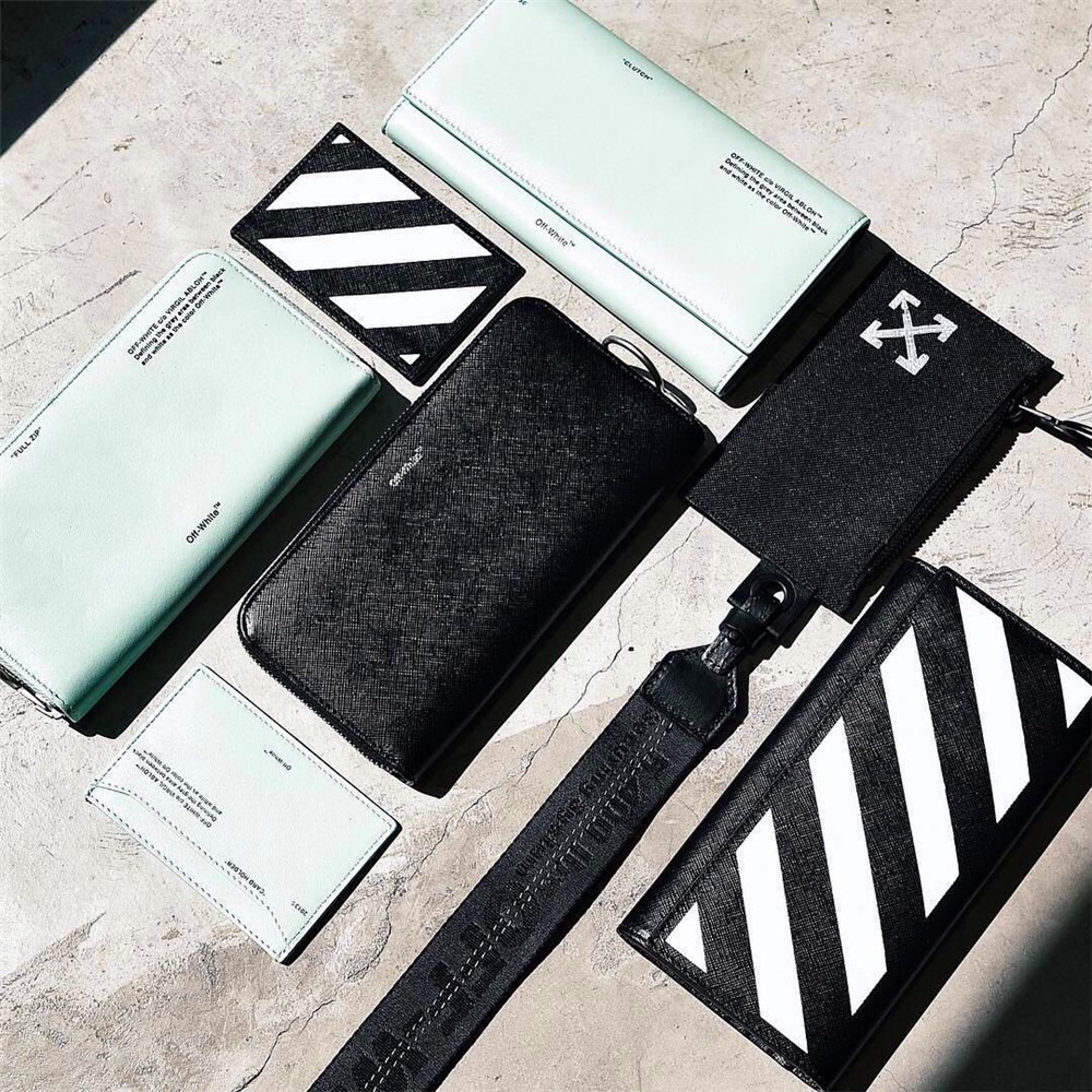 Ví cầm tay Off White stripes printed zip around wallet ss20