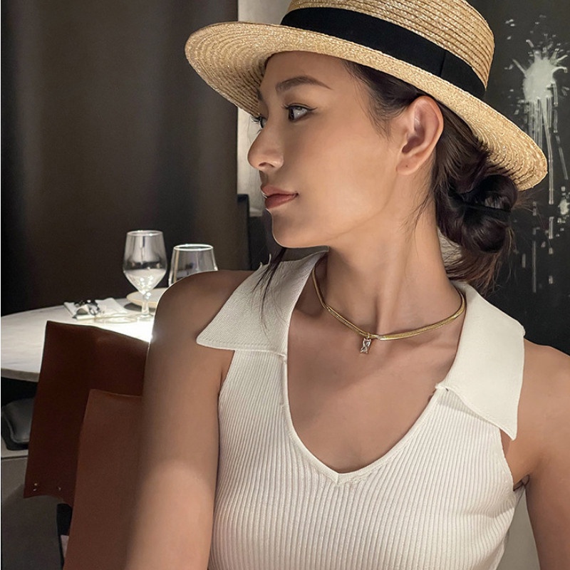 Dây Chuyền Mì Dẹt Mặt Đá Nhân Tạo Hình Vuông Titan Ko Đen TT 4233