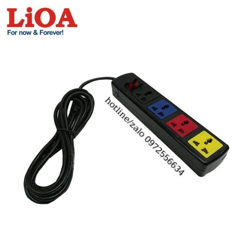 Ổ cắm đa năng LiOA Công tắc 2 cực An toàn hơn Dây 3m, 5m, 2 lõi Chính hãng