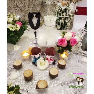 [HCM ]Ly cưới trang trí bàn tiệc cưới gallery tông màu trắng