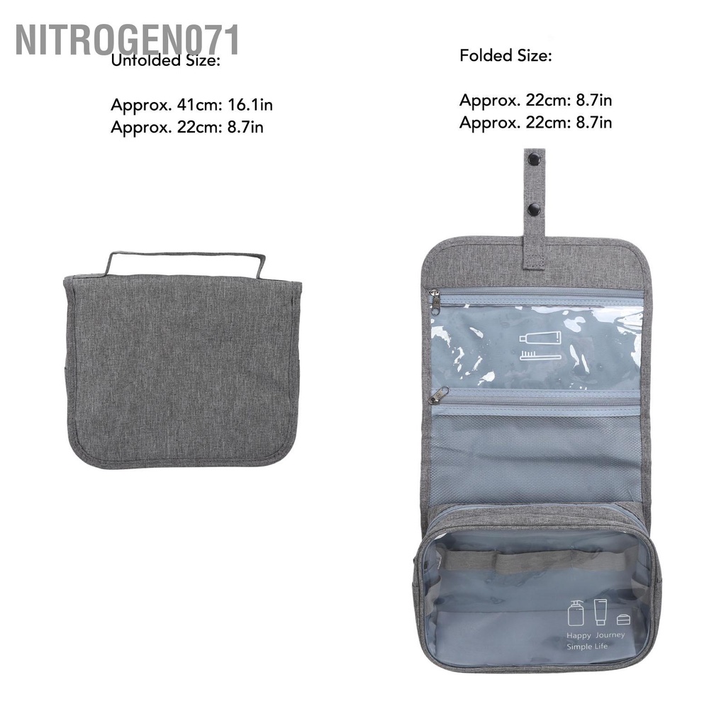 Nitrogen071 Túi vệ sinh không thấm nước Dung tích lớn mỹ phẩm xách tay có thể gập lại cho Sữa tắm hoa hồng Du lịch