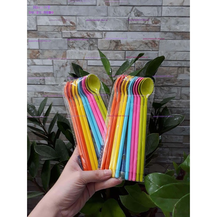 10 muỗng dài 20cm nhiều màu, 10 thìa cafe, sinh tố