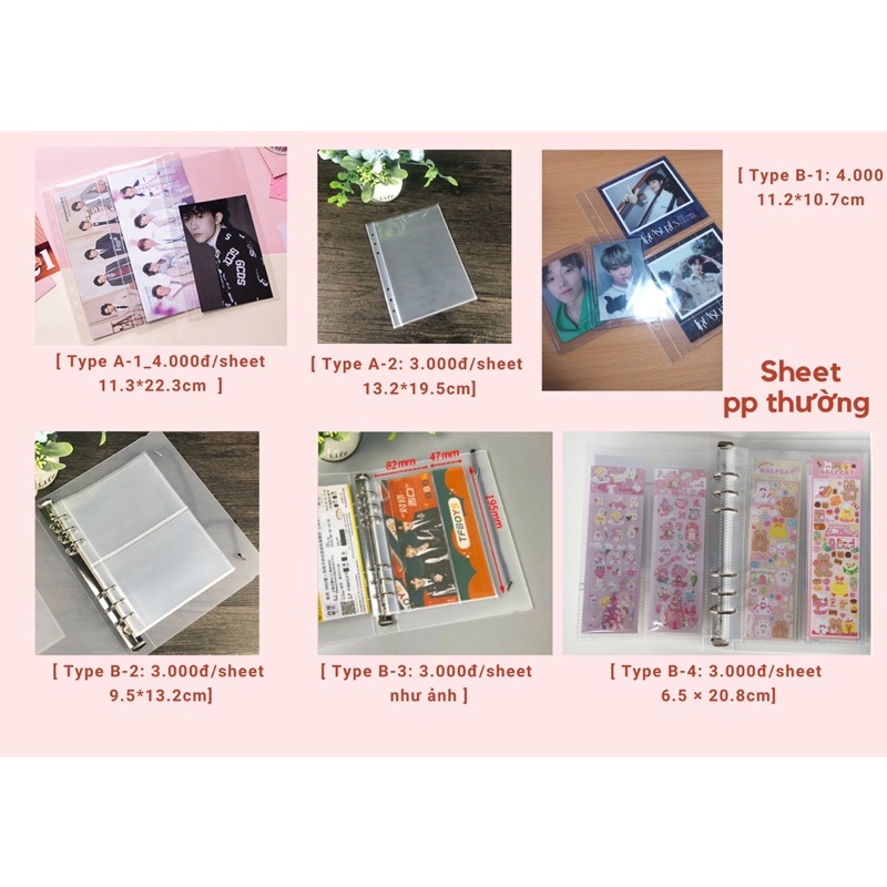 Trang lẻ đựng card A5 6 còng - Sheet PP A5