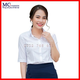 Áo sơ mi nữ trắng tay lỡ mc fashion a280